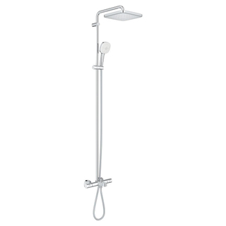 GROHE Tempesta 250 Cube Regendoucheset met badkraan - hoofddouche 25cm - vierkante handdouche - 2 straalsoorten - met thermostaatkraan - chroom