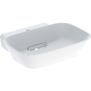 Geberit ONE - Lavabo à poser 50x43x15 cm, trop-plein caché, avec trou de robinet, évacuation horizontale, KeraTect, blanc