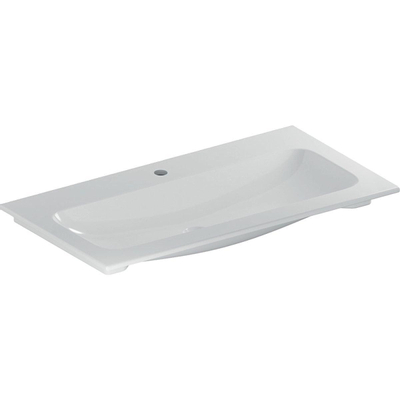 Geberit ICon meubelwastafel - 90x48x13cm - 1 wasbak - 1 kraangat Midden - zonder overloopgat - keramiek - glans wit
