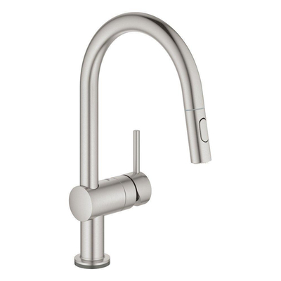 Grohe Minta Touch Keukenkraan - draaibare/uittrekbare uitloop - 2 straalsoorten - Brushed Supersteel (RVS)