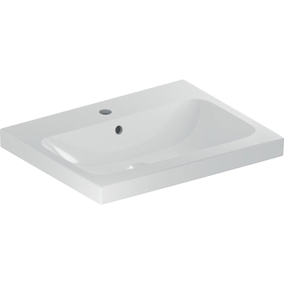 Geberit ICon Light wastafel - 60x48x16cm - 1 wasbak - 1 kraangat Midden - met overloopgat - keramiek - glans wit