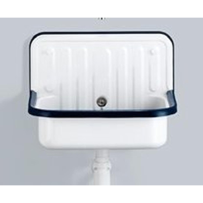 Alape AG évier de vidange en tôle d'acier 51cm avec trop-plein avec bord de protection noir Blanc brillant