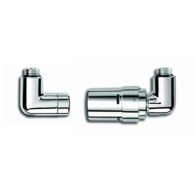 Vasco Jeu de robinets équerre droite avec tête thermostatique blanc