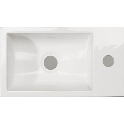 Royal Plaza Merlot lave-mains 40x22 cm trou de robinet à droite Comfortstone Blanc brillant