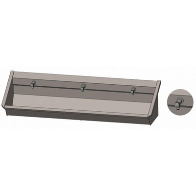 Intersan Sanilav gouttière de lavage 180cm avec 3 robinets temporisés inox 304