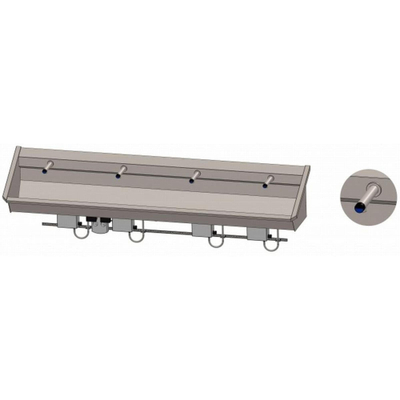 Intersan Sanilav auge de lavage 240cm avec 4 robinets électroniques inox 304 104M9