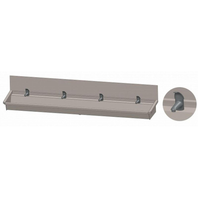 Intersan Sanilav auge de lavage avec crédence 240cm avec 4 robinets mélangeurs monocommande inox 304