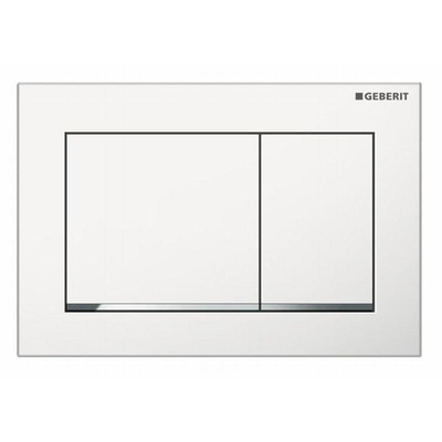 Geberit Omega30 Plaque de commande DF matière synthétique 21.2x14.2cm maniement dessus/en face Blanc/Chrome/blanc OUTLET