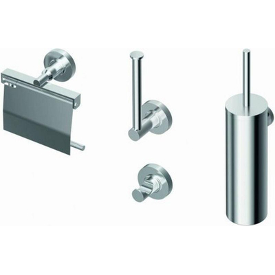 Ideal Standard Iom ensemble d’accessoires pour WC avec patère porte-serviette dérouleur de papier toilette avec couvercle avec ensemble balai WC et porte-rouleau de réserve chromé