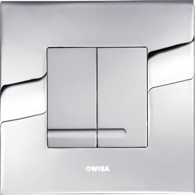Wisa Delos Plaque de commande 16x16cm carré avec chasse d'eau double métal chrome mat brillant