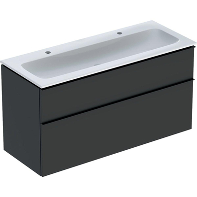 Geberit ICon wastafel - 120cm KeraTect - met onderkast - 2 la - softclose - mat lava (grijs)