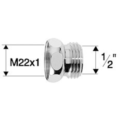 Neoperl adaptateur M22 filetage intérieur x 1/2" filetage extérieur chrome