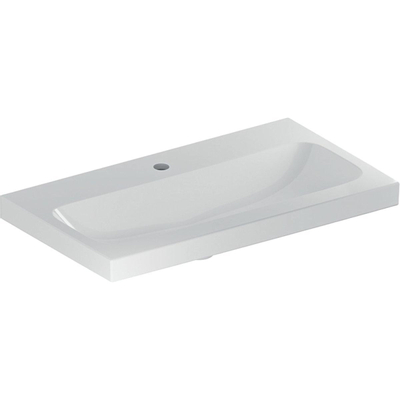 Geberit ICon Light wastafel - 75x42x17cm - 1 wasbak - 1 kraangat Midden - zonder overloopgat - keramiek - glans wit