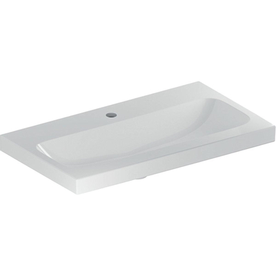 Geberit Icon Light wastafel 75x42x17cm 1 wasbak 1 kraangat Midden zonder overloopgat Keramiek Wit glans