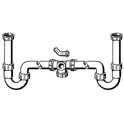 Viega Raccord de vidage double avec 2 siphons 1 1/2x40 blanc
