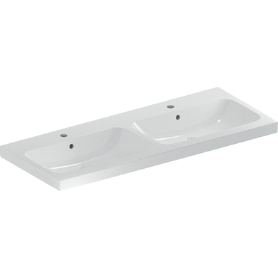Lavabo Geberit Icon Light 120x48x15.5cm 2 lavabos 1 trou de robinet à gauche et à droite avec trop-plein Céramique Blanc brillant