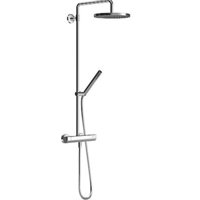 Hansa Tempra style mitigeur de douche thermostatique avec raccords et tuyau de douche avec douchette à main et douche de tête chrome