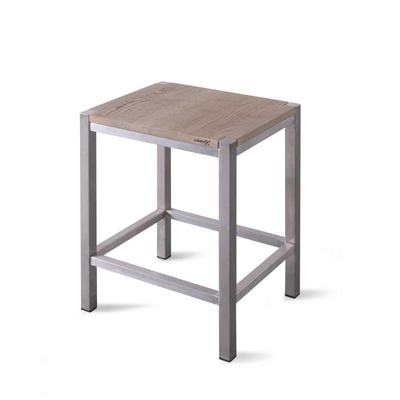 Looox Wooden Collection Tabouret de douche 35x30x45cm avec inox brossé et siège chêne old grey SECOND CHOIX