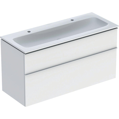 Geberit icon ensemble de meubles de salle de bain 120x63x48cm 2 tiroirs avec fermeture douce en aggloméré blanc mat