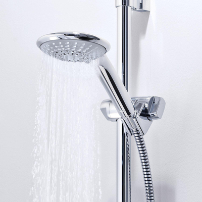 GROHE Euphoria 110 Champagne Ensemble de douche - 60cm - douchette ronde - 3 types de jet - flexible de douche lisse - avec porte-savon - chrome