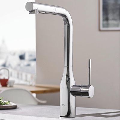 Grohe Essence New Keukenkraan - hoog - uittrekbare l uitloop - 2 straalsoorten - chroom