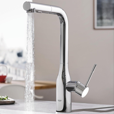 Grohe Essence New Keukenkraan - hoog - uittrekbare l uitloop - 2 straalsoorten - chroom