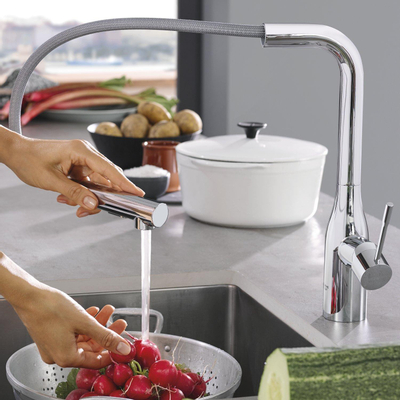Grohe Essence New Keukenkraan - hoog - uittrekbare l uitloop - 2 straalsoorten - chroom