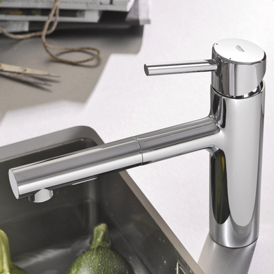 GROHE Concetto Mitigeur de cuisine avec bec medium monotrou avec mousseur extractible Dual Spray chrome