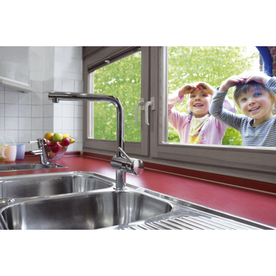 Grohe Minta Keukenkraan - hoog - draaibare L uitloop - chroom