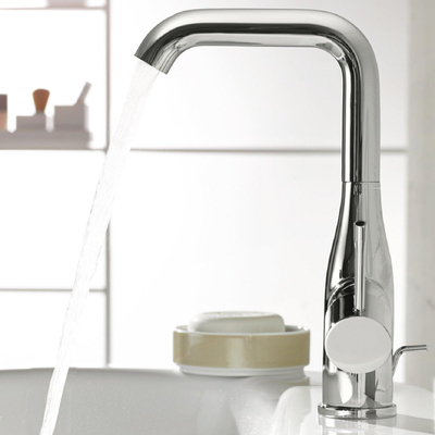 GROHE Essence New Robinet lavabo rehaussé L size avec bec haut et tournant avec tirette EcoJoy chrome