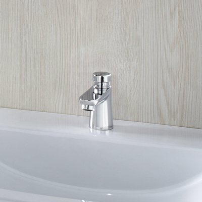 Grohe Euroeco Cosmopolitan S Waterbesparende Wastafelkraan - zelfsluitend - voor artikel 44593 - blauw/rood - chroom