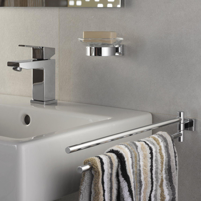 Grohe Essentials Cube Bekerhouder - 7.2x10.7x2.8cm - zonder glas - brushed hard graphite (antraciet)