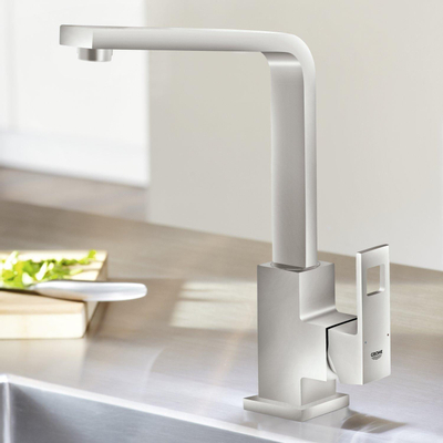 GROHE Eurocube Mitigeur de cuisine - haut - bec pivotant - inox