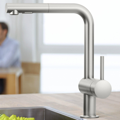Grohe Minta Keukenkraan - hoog - uittrekbare l uitloop - 2 straalsoorten - Brushed Supersteel (RVS)