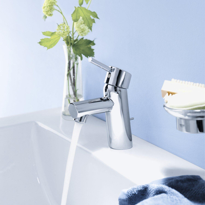 GROHE Concetto wastafelkraan - opbouw - voorsprong 10.1cm - eengreeps - met trekwaste - chroom