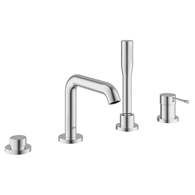 Grohe Essence New Afdekset - 4-gats badrandcombinatie - met douchegarnituur - Supersteel (RVS)