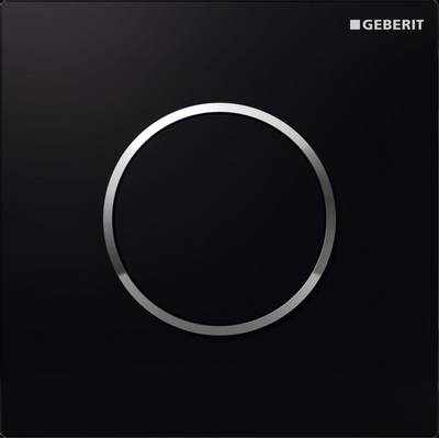 Geberit Type10 urinioir bedieningsplaat - pneumatisch - ronde knop - zwart glans chroom