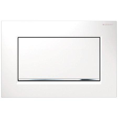 Geberit Sigma10 bedieningsplaat - 2-toets spoeling - rechthoekige knoppen - wit/chroom geborsteld/wit - verchroomd wit