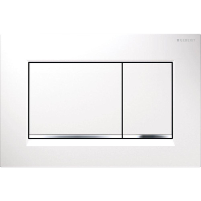 Geberit Sigma10 bedieningsplaat - 2-toets spoeling - rechthoekige knoppen - wit/chroom geborsteld/wit - verchroomd wit