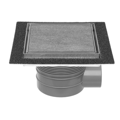 Easy drain Aqua Plus Quattro Drain de sol - 20x20cm - grille carrelable - sortie latérale - profondeur d'encastrement 8cm - inox brossé.
