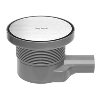 Easy Drain Aqua Round siphon de sol avec élément de finition en ABS avec grille en inox et sortie latérale Ø15cm profondeur d''encastrement 72 108mm garde d''eau 50 à 25mm AQUA RDX15 MSI6