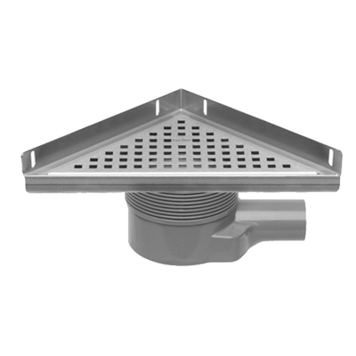 Easy drain Aqua plus delta siphon de sol triangulaire avec pièce de finition en inox/grille en inox/ bride en inox et sortie latérale 24x24cm profondeur d'encastrement 74 110mm siphon 50 à 25mm edm de msi6