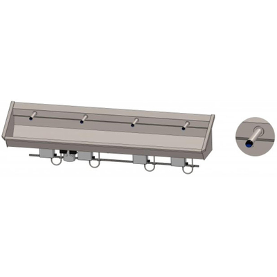 Intersan Sanilav auge de lavage 240cm avec 4 robinets électroniques inox 304 104M9