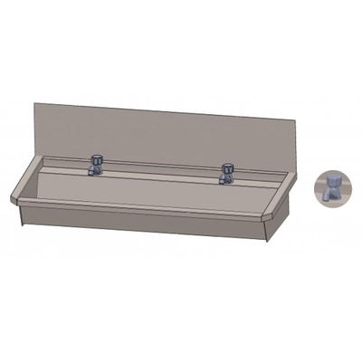 Intersan Sanilav auge de lavage avec pare-éclaboussures 120cm avec 2 robinets à tournant inox 304