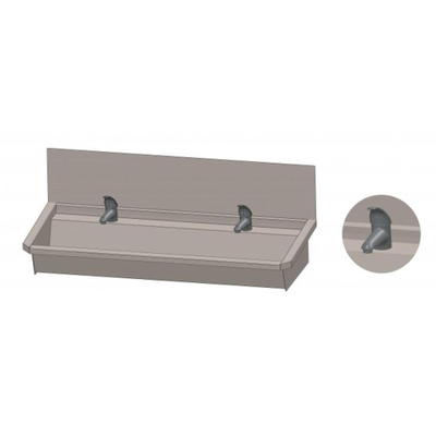 Intersan Sanilav auge de lavage avec pare-éclaboussures 120cm avec 2 mitigeurs monocommande inox 304