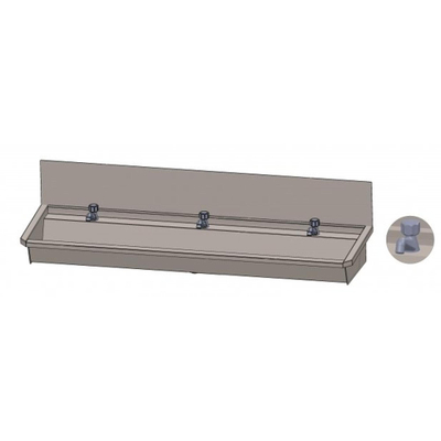Intersan Sanilav auge de lavage avec écran anti-éclaboussures 180cm avec 3 robinets inox 304
