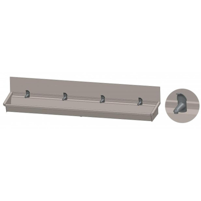 Intersan Sanilav auge de lavage avec crédence 240cm avec 4 robinets mélangeurs monocommande inox 304