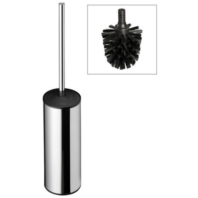 Geesa Wynk Brosse de toilettes avec support autoportant Chrome (tête de brosse noire)