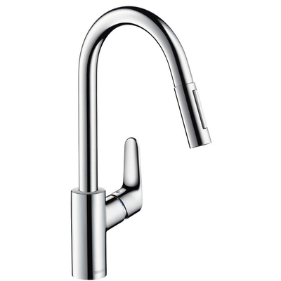 Hansgrohe Focus m41 Eengreeps keukenmengkraan - 240 met uittrekbare vuistdouche - 2 straalsoorten - hoogglans chroom