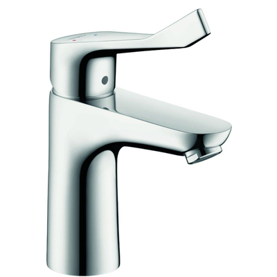 Hansgrohe Focus Cares wastafelkraan - 100 met verlengde greep - 12.1cm - ecosmart - hoogglans chroom